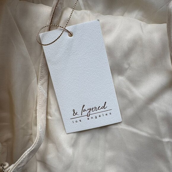 NWT Anthropologie Layered Cotton Linen Pleated Striped Top Cream Small - Picture 6 of 8